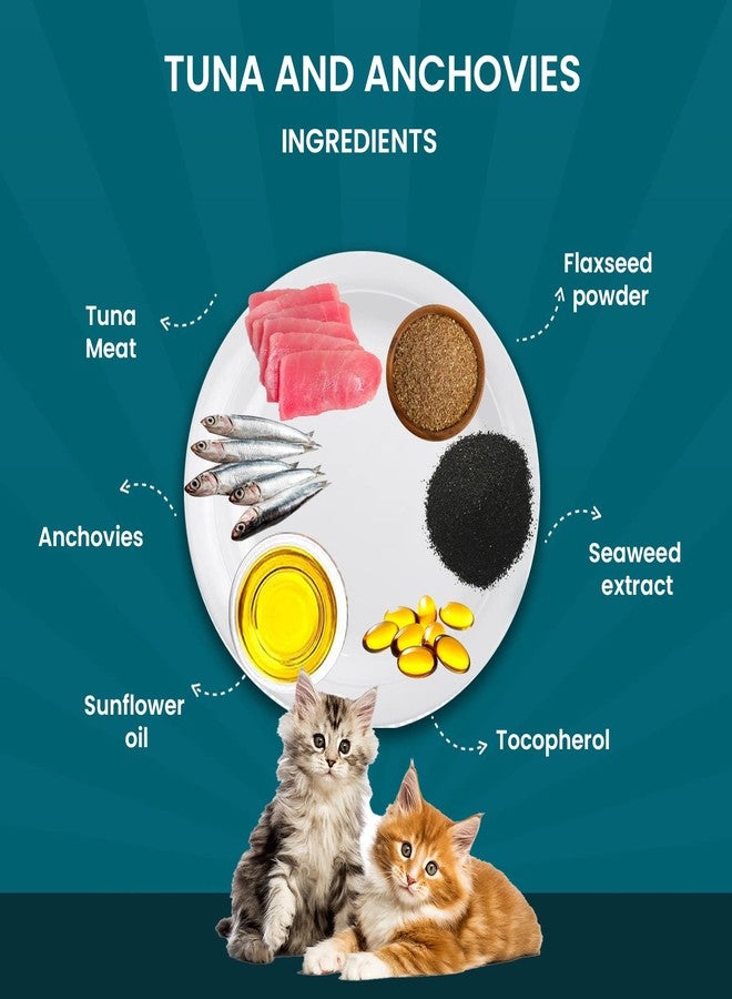 Goofy Tails Wet Cat Food and Kitten Food Variety Pack 210g (70g X 3 Pouches), Tuna and Anchovies, Mackerel and Seaweed, Chicken and Flaxseeds, Preservative Free, Wholesome, Natural Cat Wet Food - Image 4